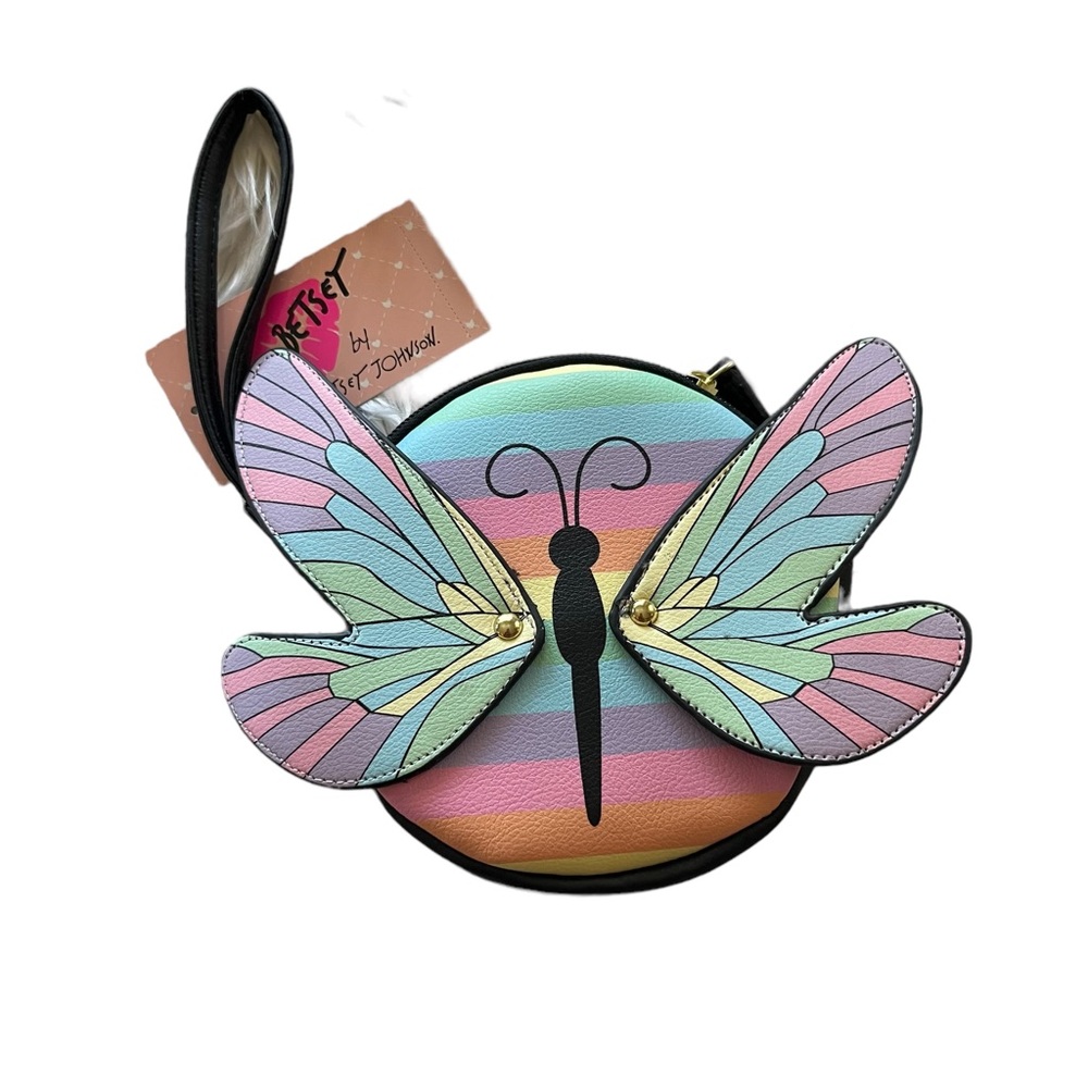 🆕 Betsey Johnson rainbow butterfly coin purse wristlet